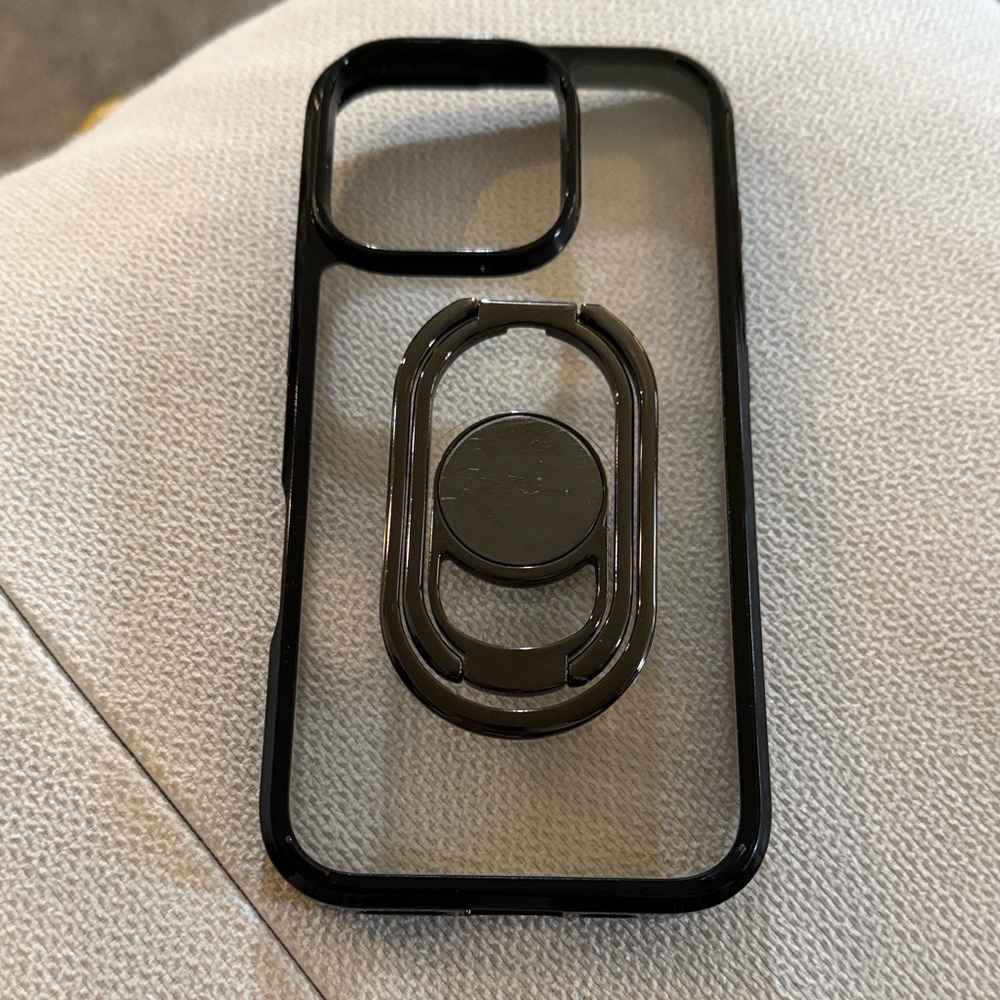 Clear Black iPhone 16 Pro Case with Stand